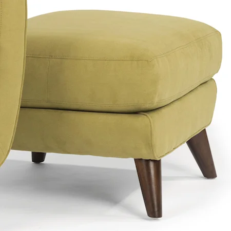 Modern Upholstered Ottoman with Exposed Wood Legs